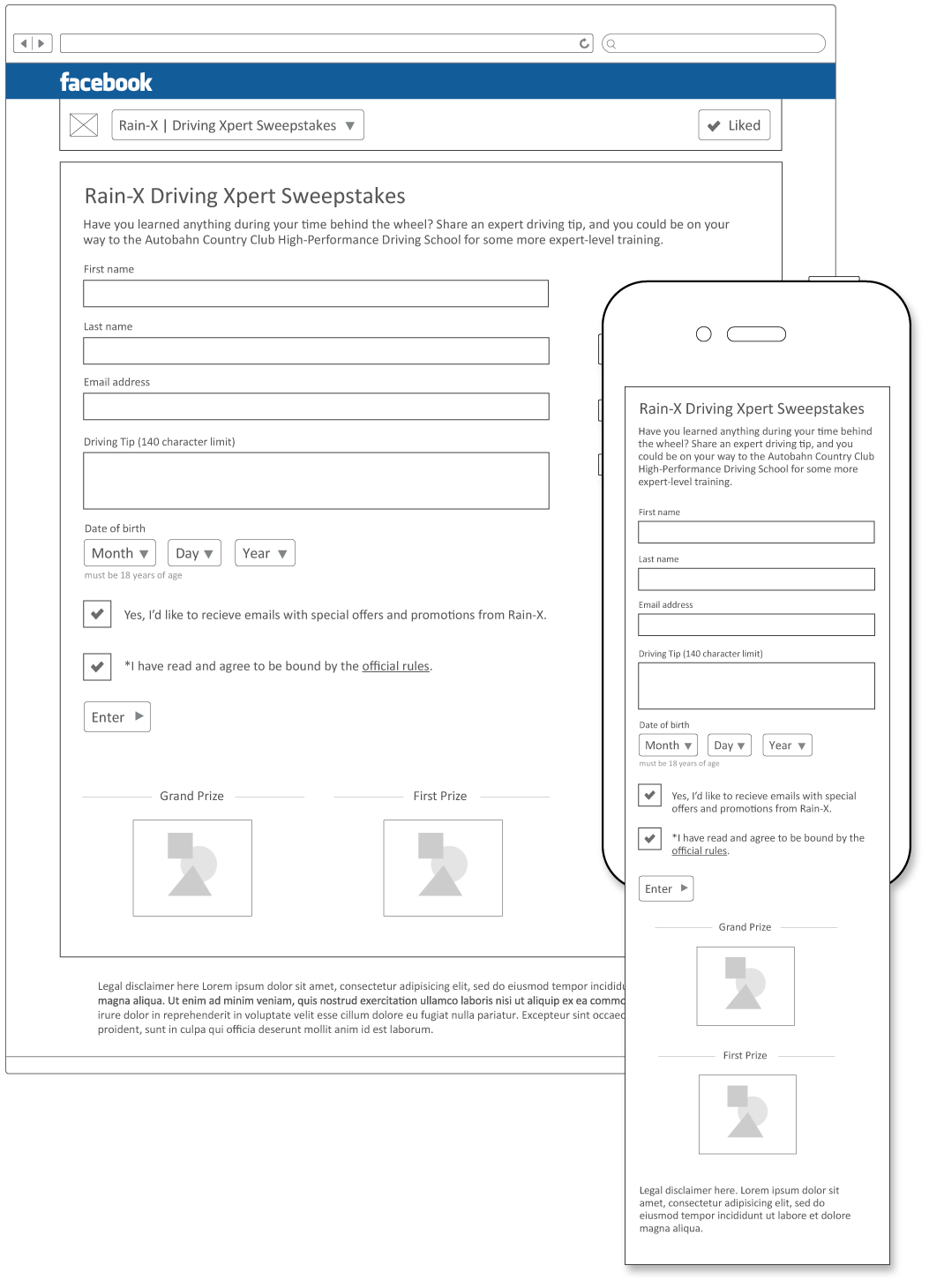 Entry form wireframes